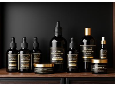 Display of premium men's grooming products, including oils, balms, and pomades